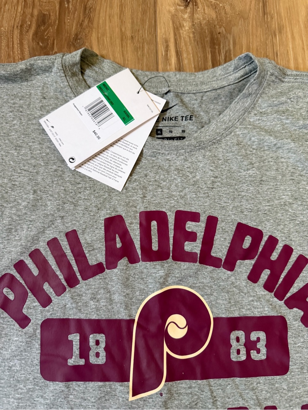 Nike Gray Tee with Maroon Philadelphia Print